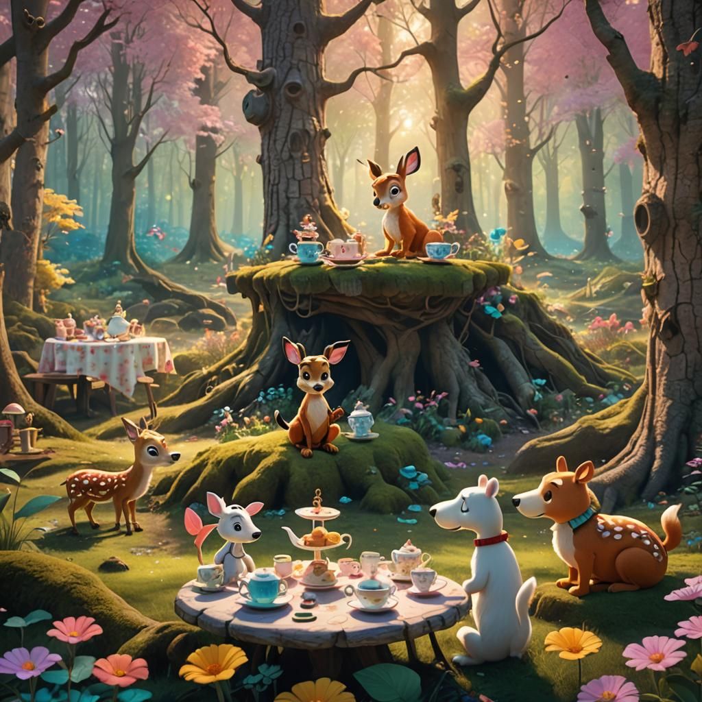 Bambi and Snoopy's Whimsical Woodland Tea Party