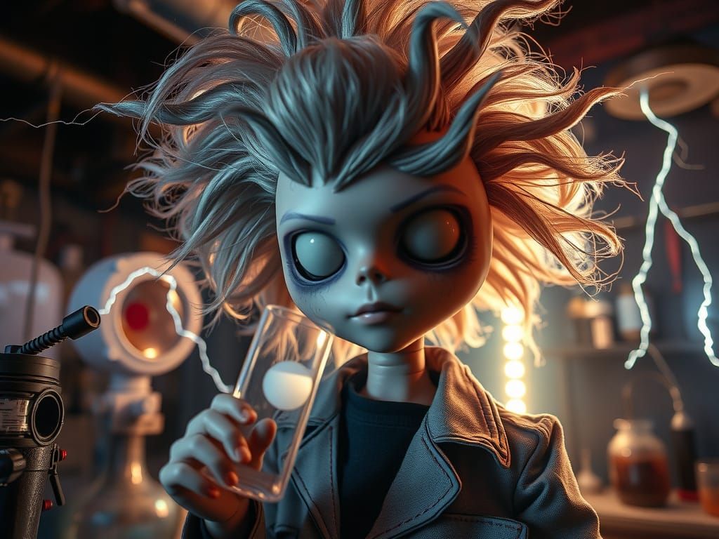 Mad Scientist Doll in Chromatic Aberration Style