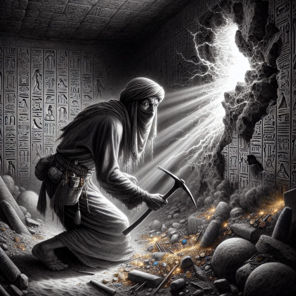 Tomb Raider's Discovery in the Sphinx: Charcoal Drawing