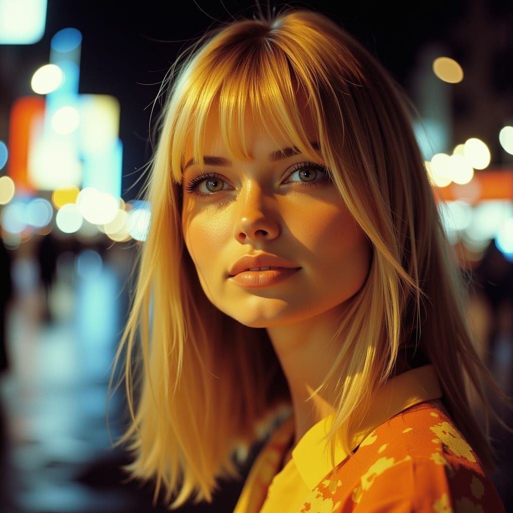 1970s French Icon in Tie-Dye, Paris Night