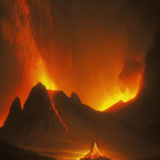 Scary Volcano Eruption in Twilight: Hyperdetailed Horror