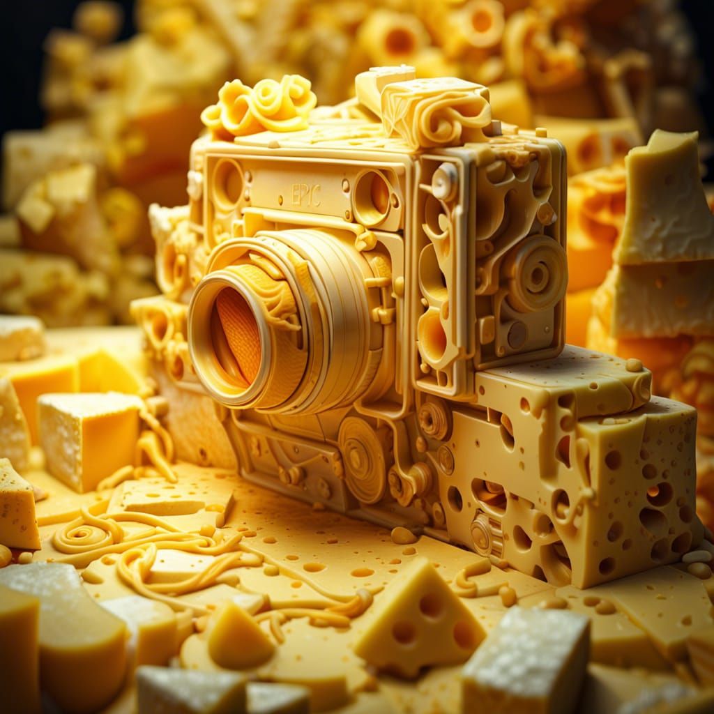 Cheese Camera Sculpture in Fantasycore Style