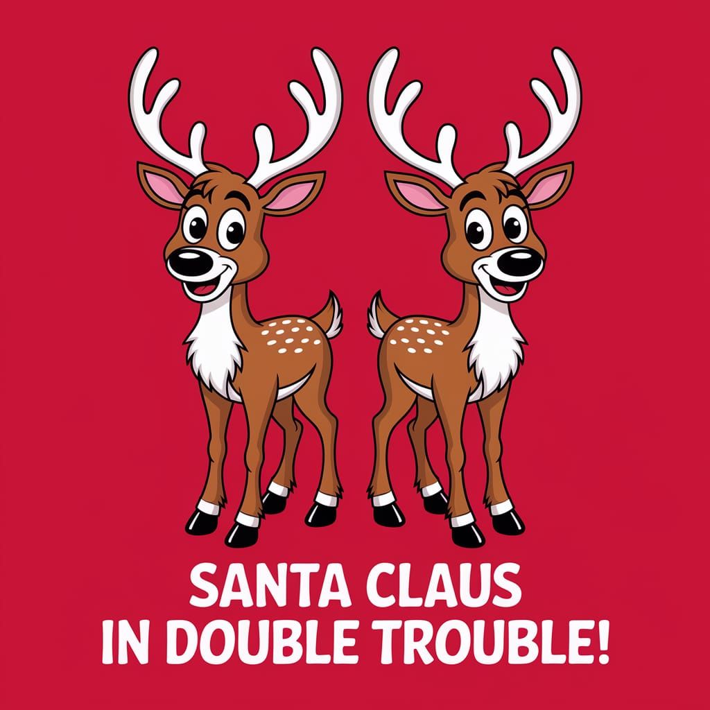 Cheerful Reindeer in a Red Background