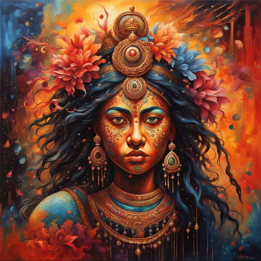 Hyperdetailed Oil Painting of Kali in Fantasy Style