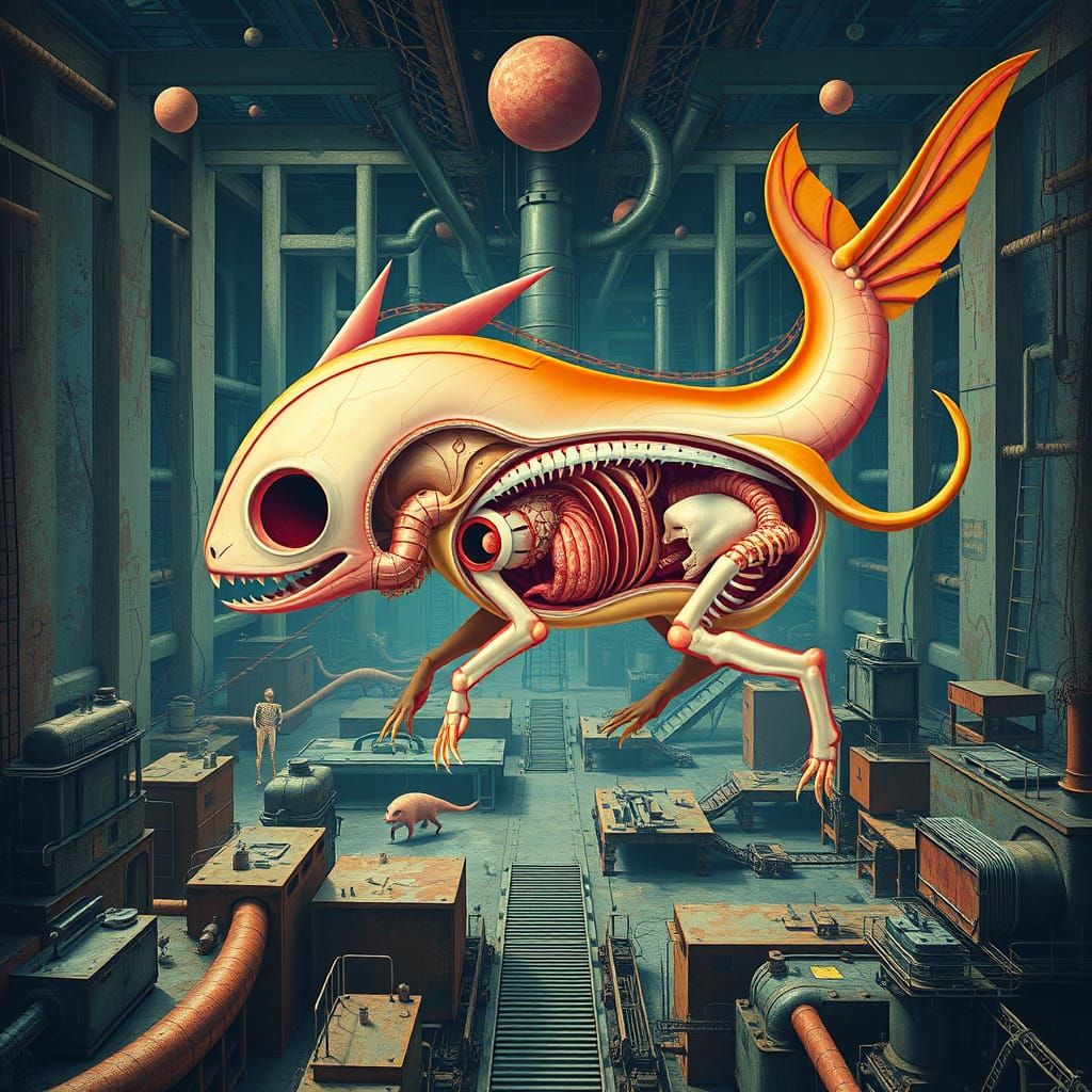 Surrealist Dreamscape of Impossible Creatures