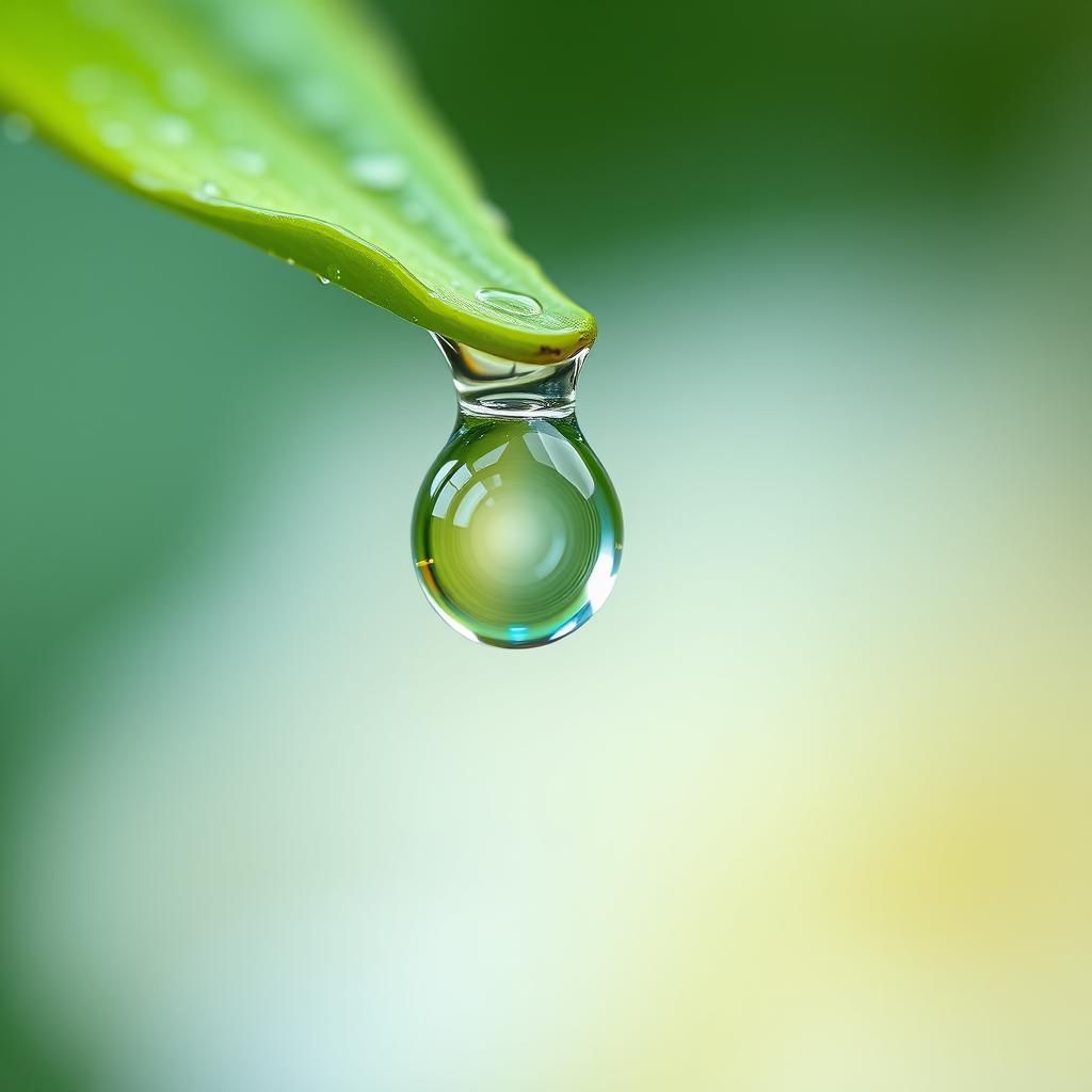 Raindrop's Descent: Macro Photography in Digital Art Style