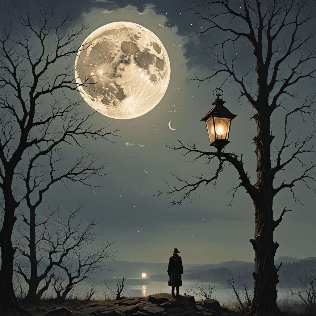 Sinister Summer Moonlit Evening Dreamscape