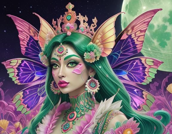 Luner Goddess: Moon Moth in Candy Art Style