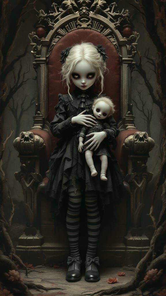 Gothic Surreal Portrait of Woman with Doll