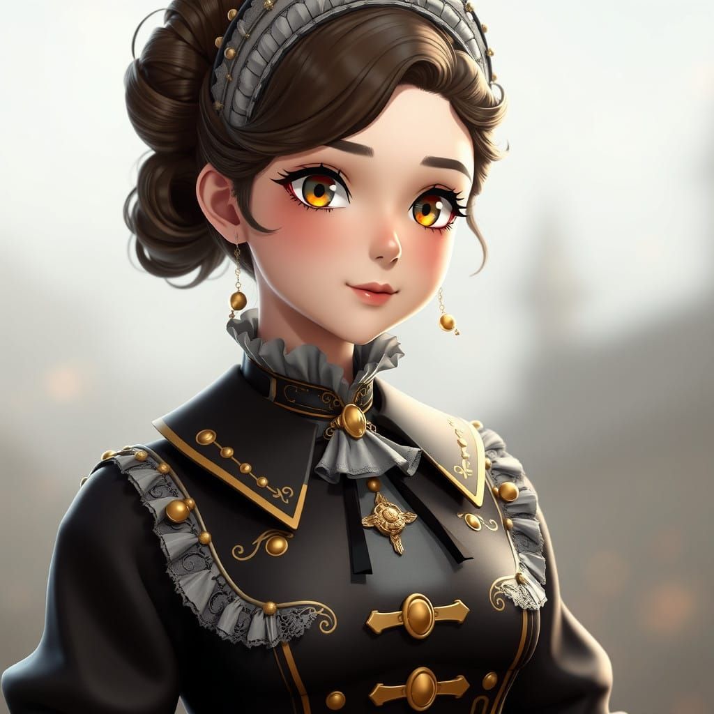 Enchanted Victorian Nanny in 3D Anime Style