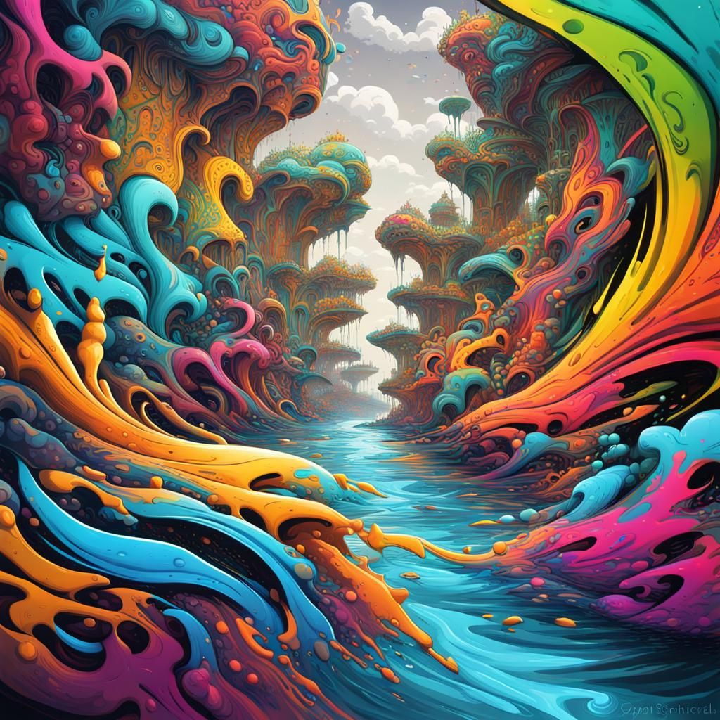 Colorful Amazon River Graffiti Art