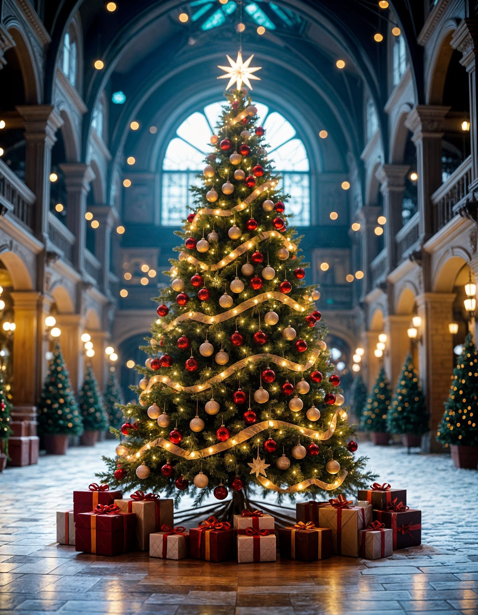 Magnificent Christmas Tree in Festive Hall