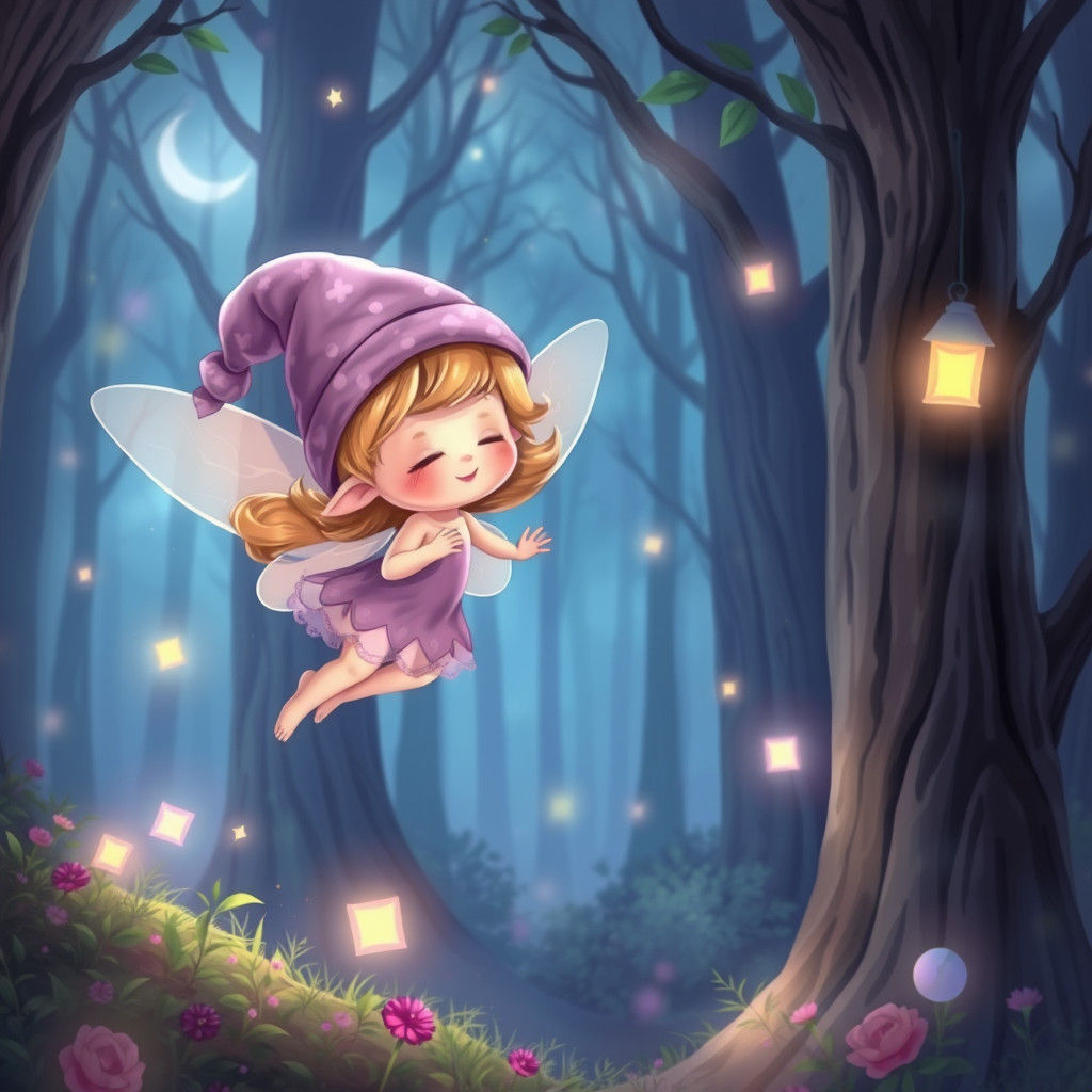 Enchanted Forest Fairy in a Sleeping Cap