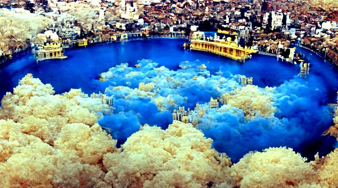 Golden Metropolis Over Azure Waters