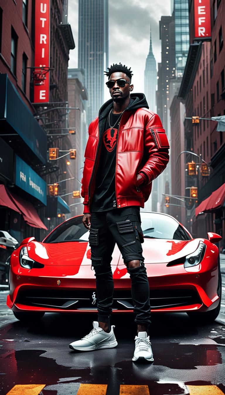 Cyberpunk Ferrari in Future New York