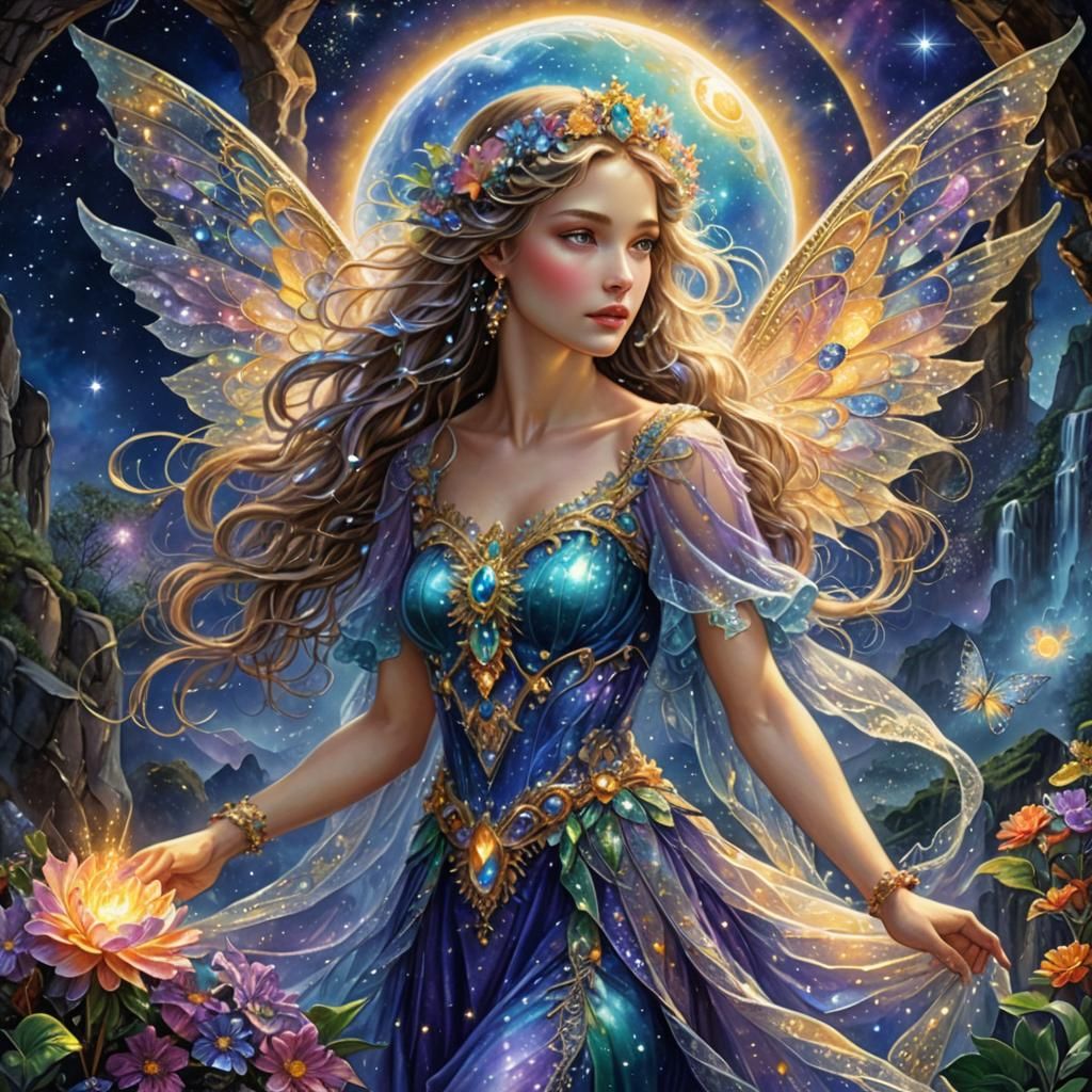 Ethereal Fairy in Celestial Landscape