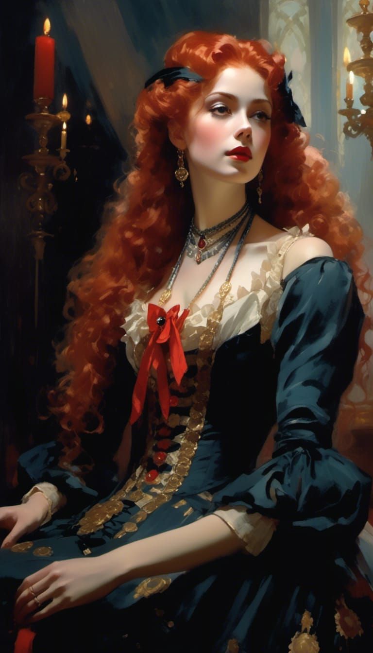 Victorian Vampire Mina Harker in Dreamy Vignette Style