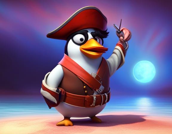 Pirate Penguin Auctions Stock: Pixar-Style 3D Art