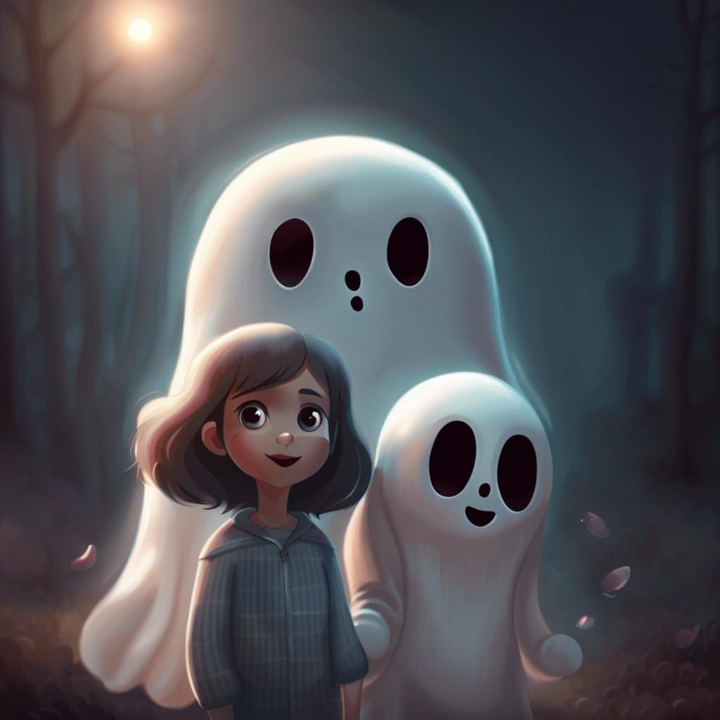 Girl with Happy Ghost Friend: A Cinematic Scene