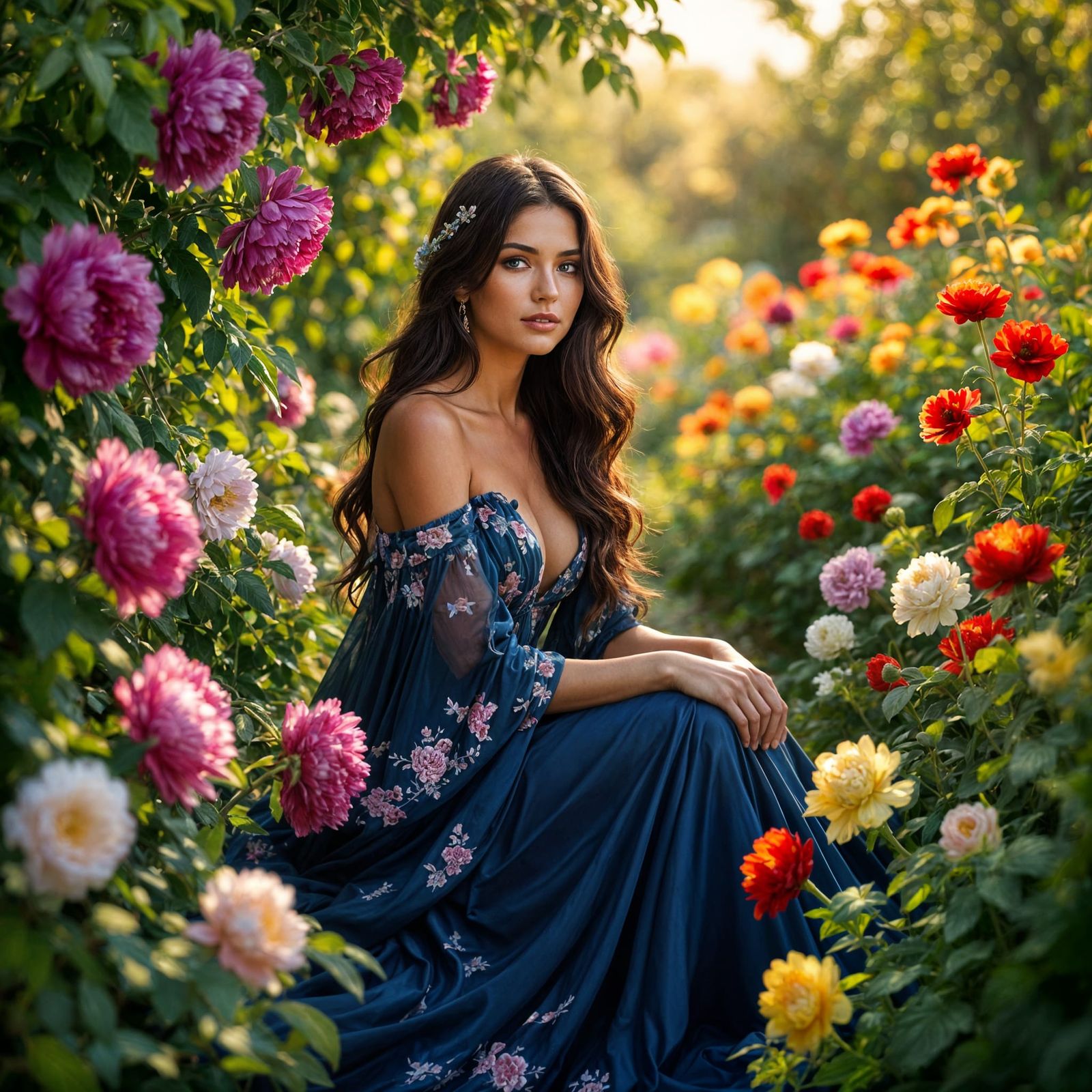 Woman in Secret Garden at Golden Hour