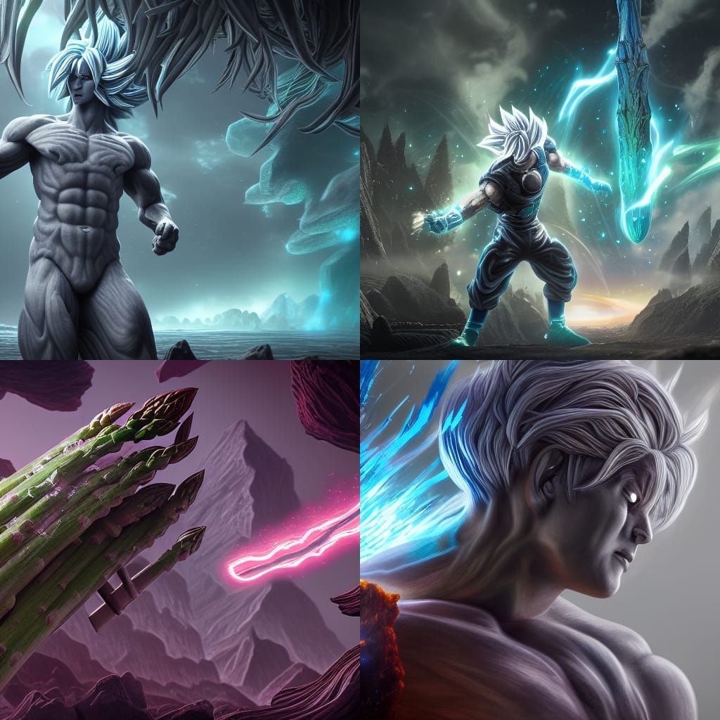 Ultra Instinct Asparagus: Detailed Matte Painting