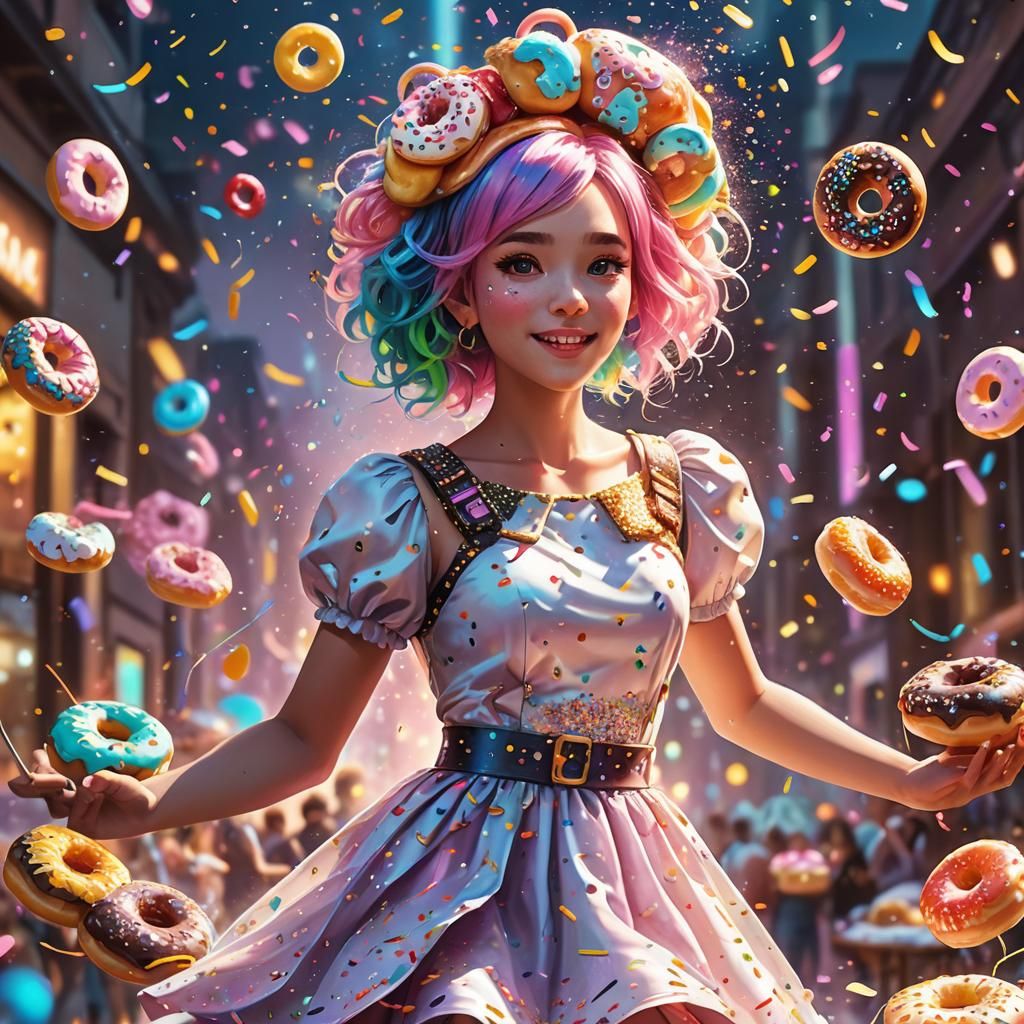 Donut Girl: Vibrant Fantasy Concept Art