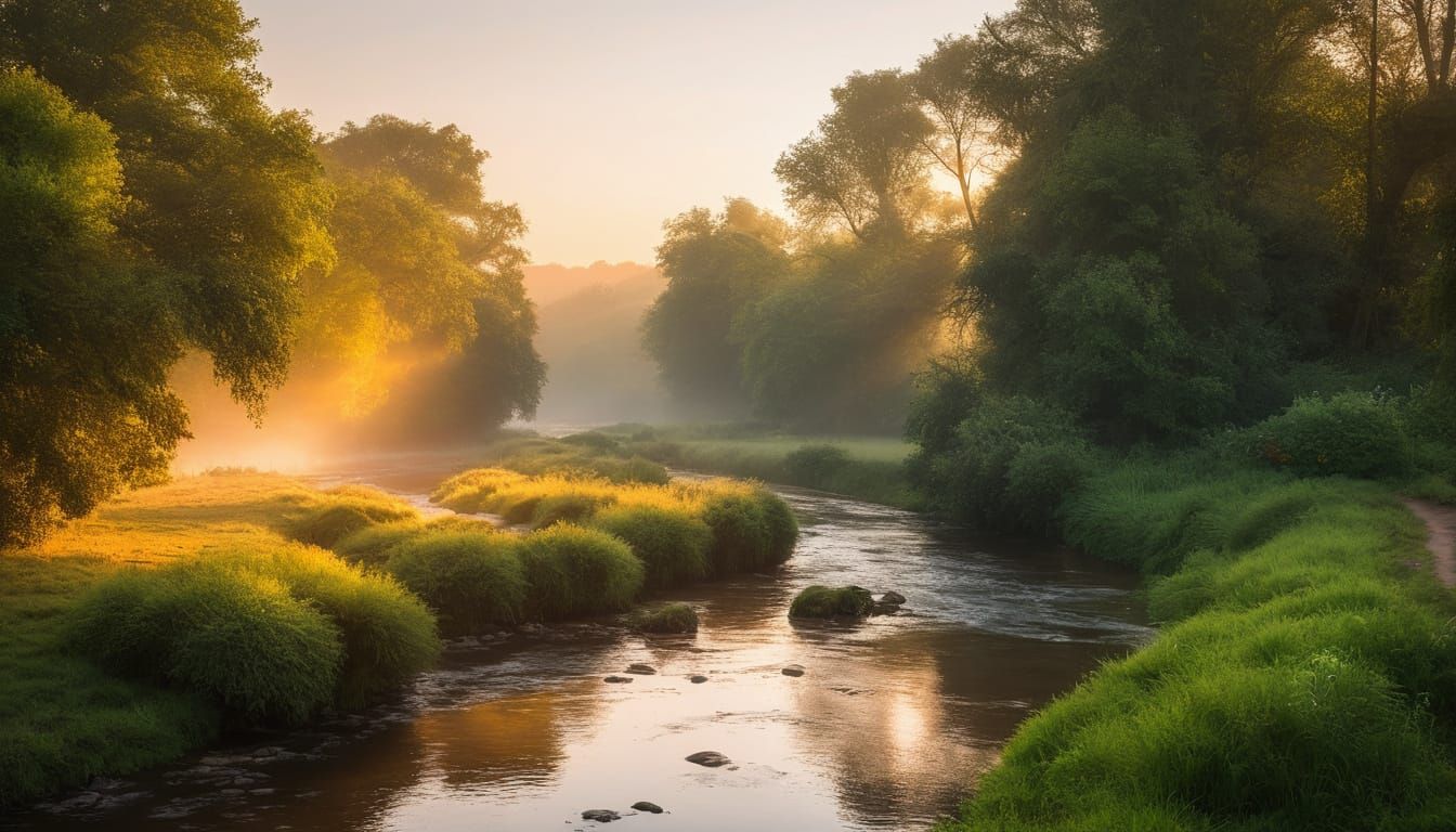 Small River at Daybreak: Landscape Photography