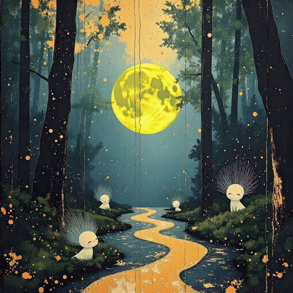 Otherworldly Jungle With Molten Gold River and Crystal Trees