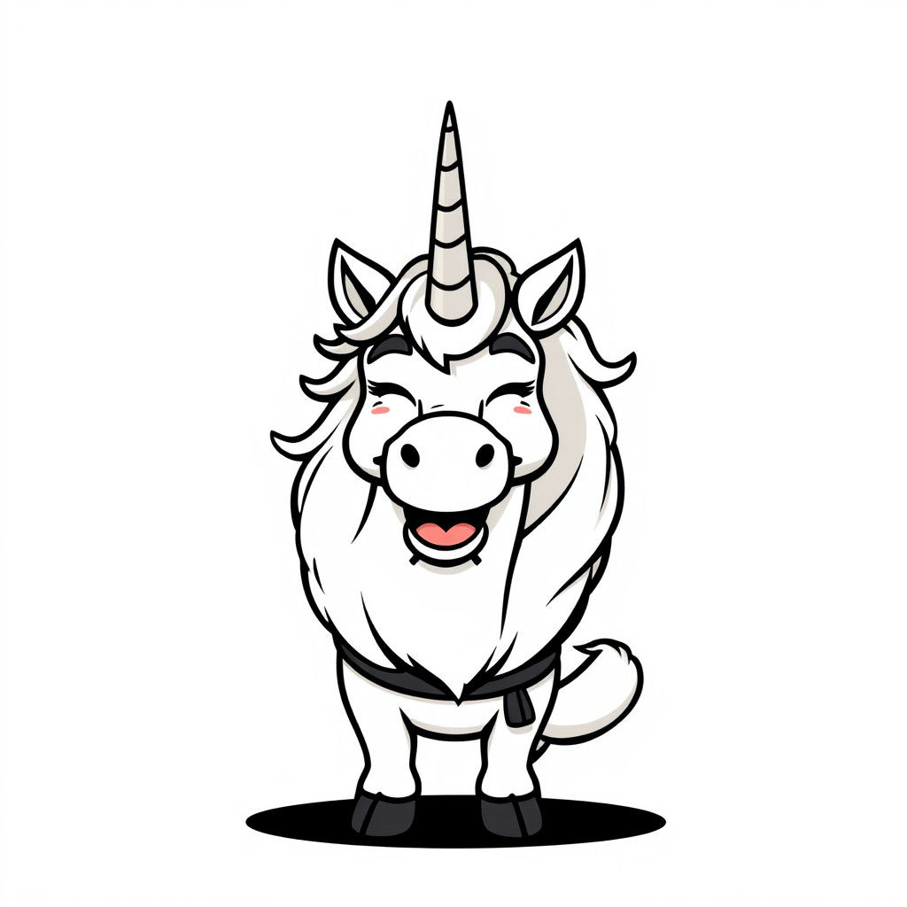 Master Roshi Unicorn in Black and White Cartoon Style