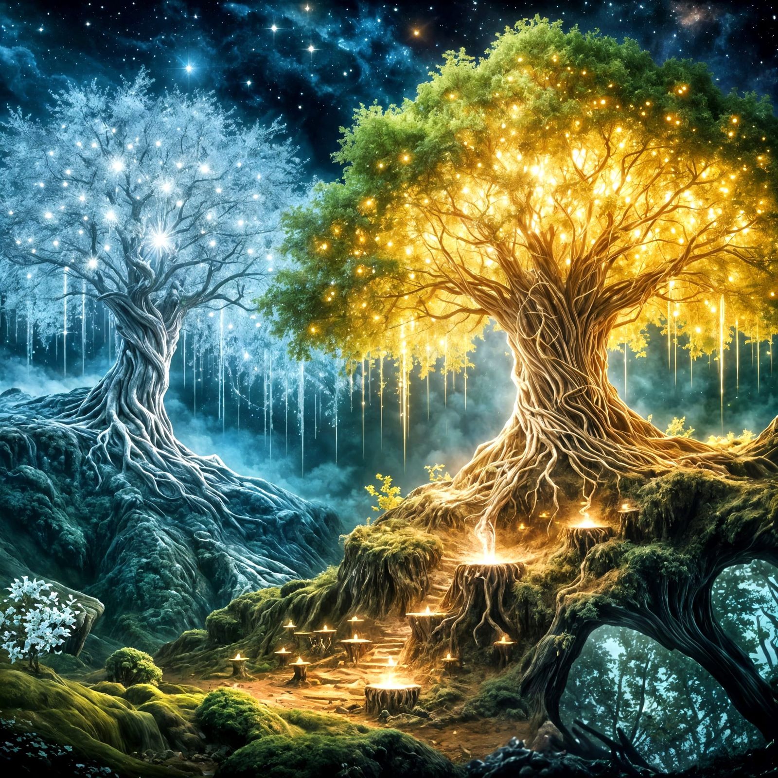 Telperion and Laurelin: The Two Trees of Valinor