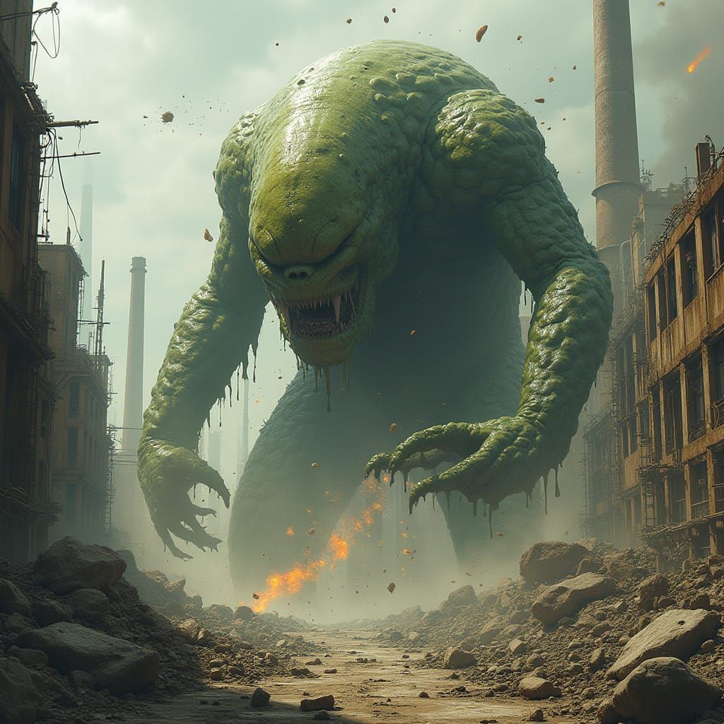 Colossal Sludge Monster Unleashes Industrial Chaos