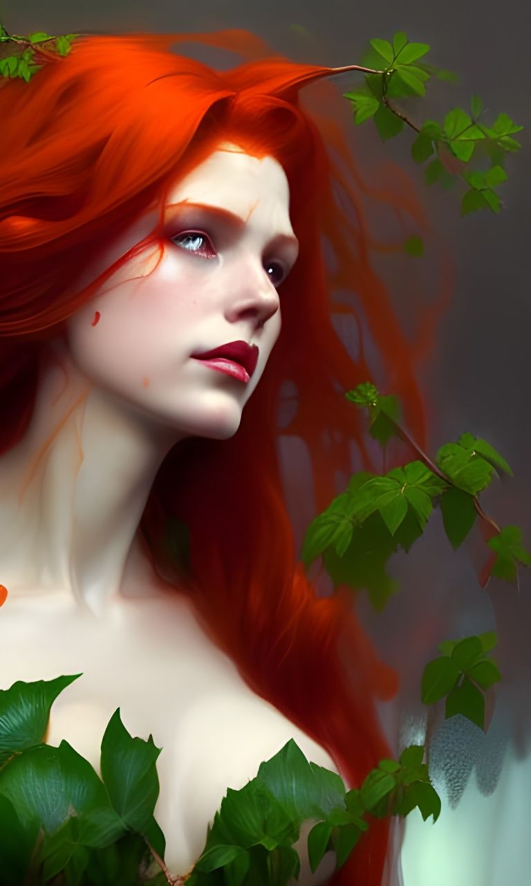 Poison Ivy Cosplay Portrait in Art Nouveau Style