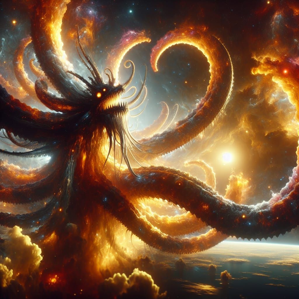 Epic Space Kraken Digital Matte Painting