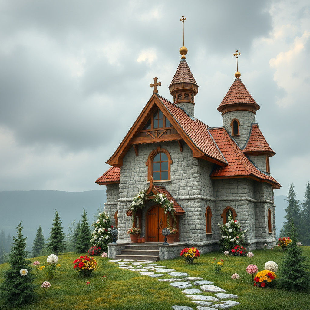 Queen on Throne Casting Magic, Art Nouveau Style