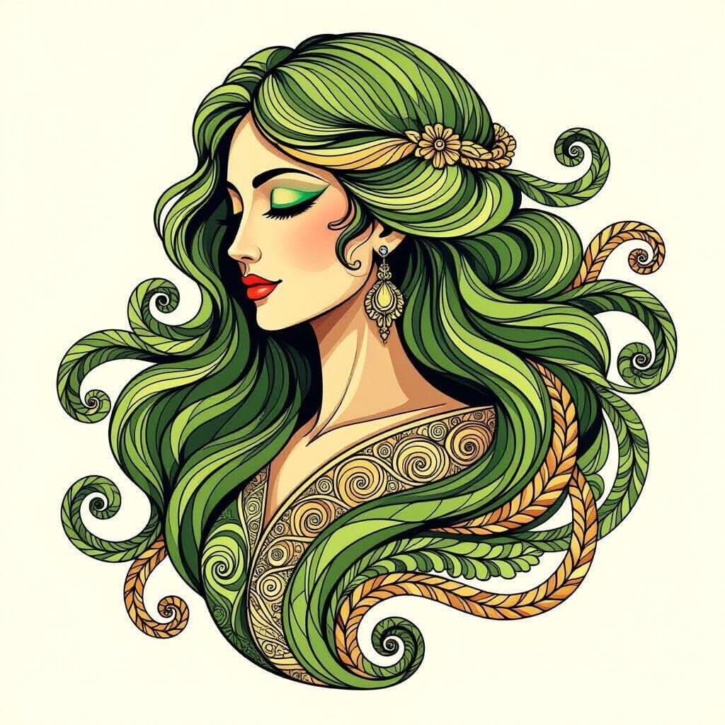 Bulgarian Goddess of Wheat: Abstract Vector Fractal