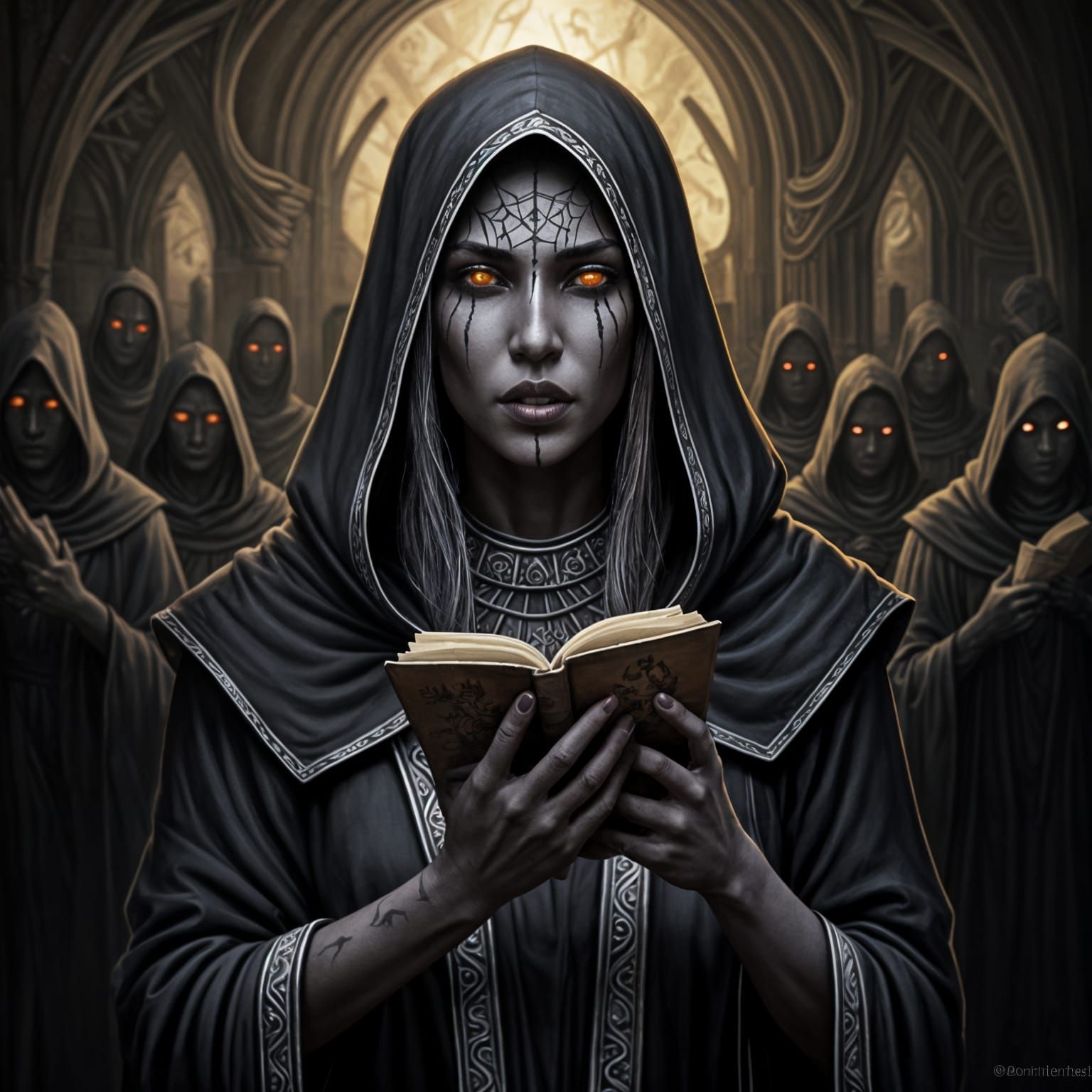 Drow Acolyte in Lolthian Ritual