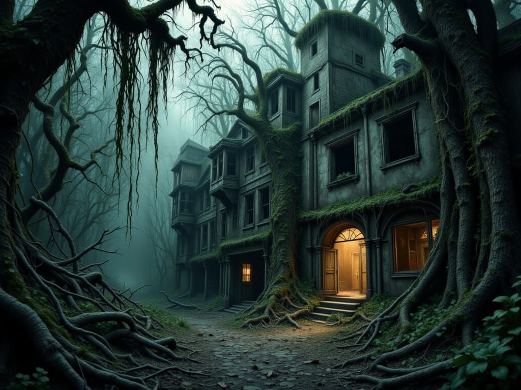 Lost Dystopian City Overgrown with Nature