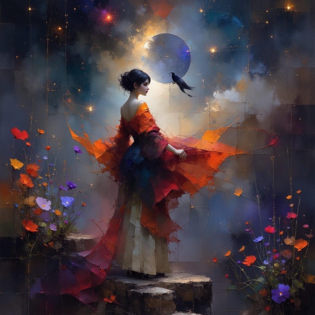 Eagle Nebula Goddess in Art Nouveau Style