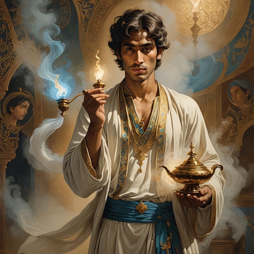 Mystical Genie Lamp in Orientalist Style