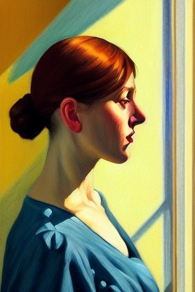 Photorealistic Portrait in Hopper Style