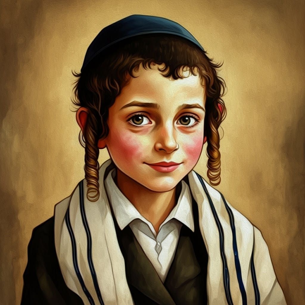 Ultra-Orthodox Jewish Boy with Kind Face and Curious Eyes