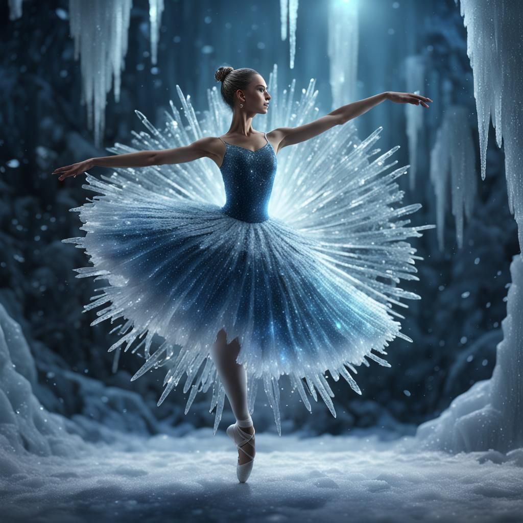 Ice Crystal Ballerina in Detailed Digital Painting