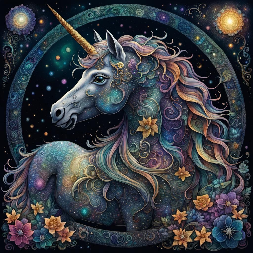 Jeweled Unicorn in Cosmic Astral Style