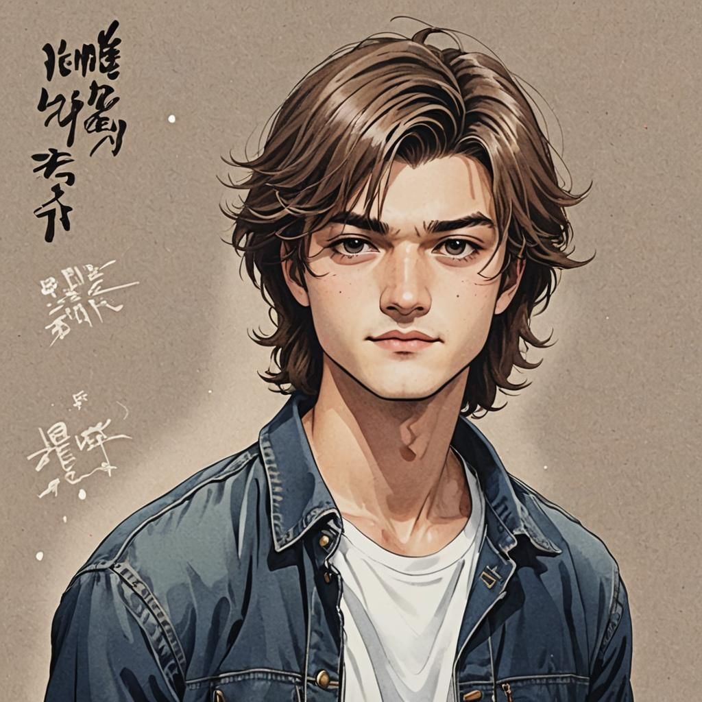 Cute Anime Joe Keery in Anime Key Visual Style