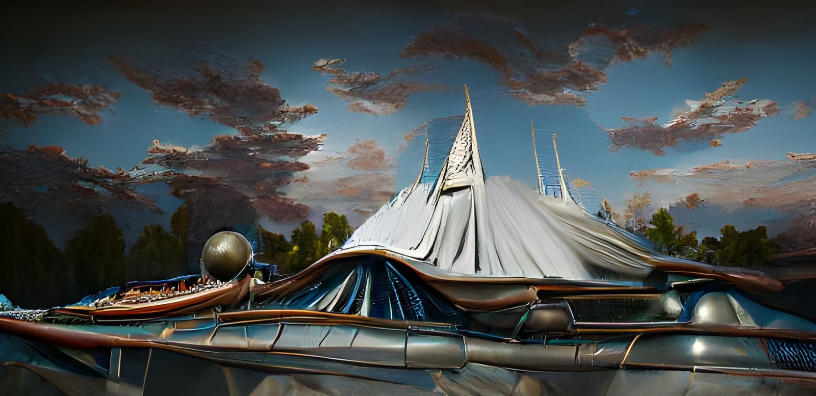 Futuristic Space Station Concept in Syd Mead Style