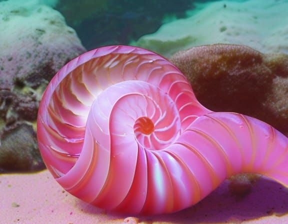 Pink Nautilus Shell Close-Up