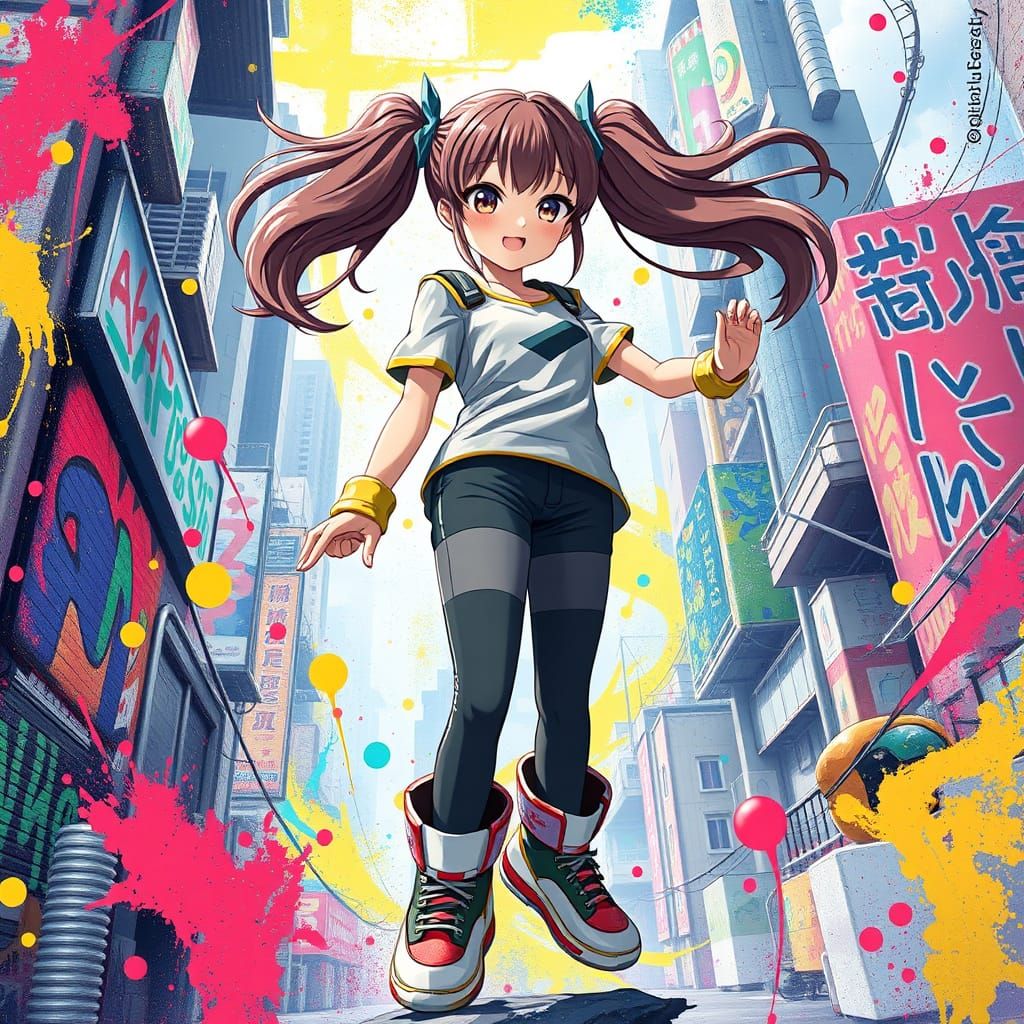 Colorful Superhero Teens in Graffiti Art Style