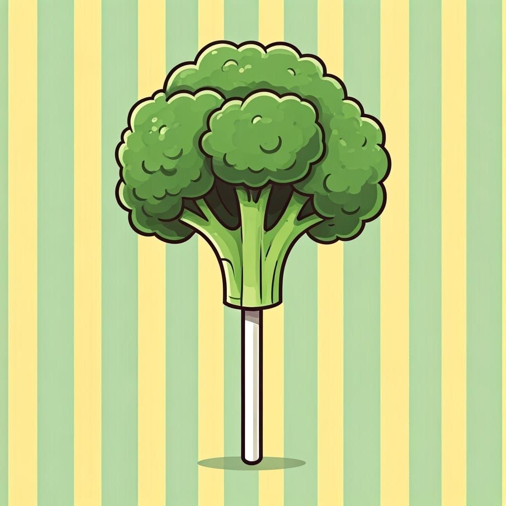 Broccoli Lollipop Whimsical Illustration