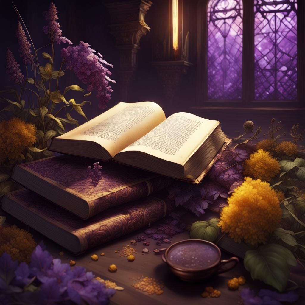 Herbarium Book Illustration in Dark Fantasy Style