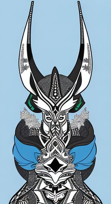 Rockstar Unicorn Portrait in Anime Art Deco Style